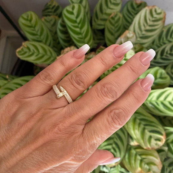 New Solid 14K Gold designer Nail Ring - Picture 3 of 16